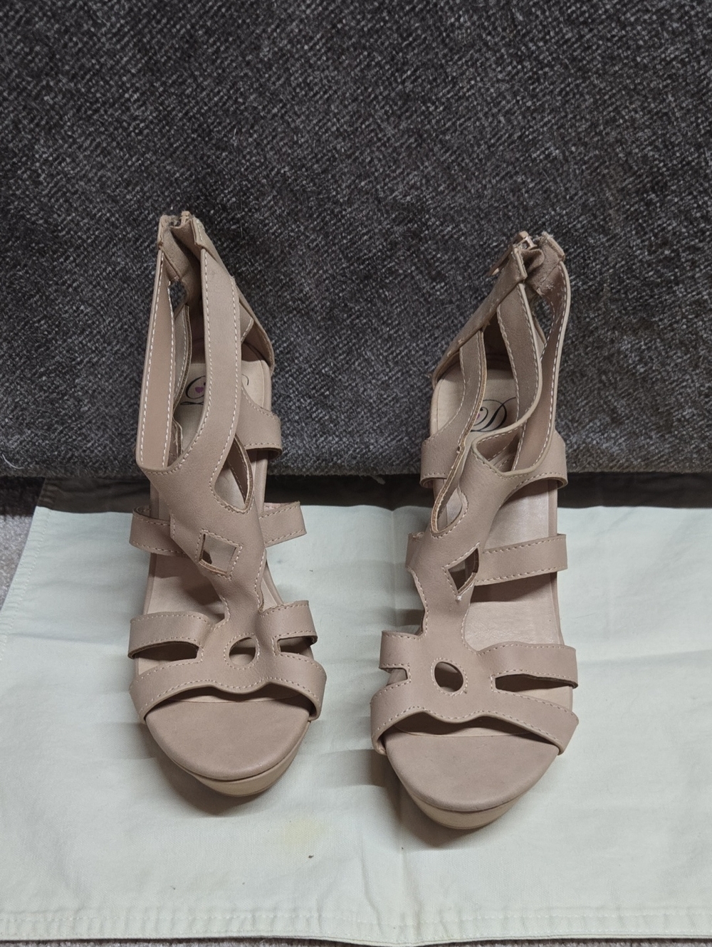 Women's Cutout High-Heel Sandals in Taupe